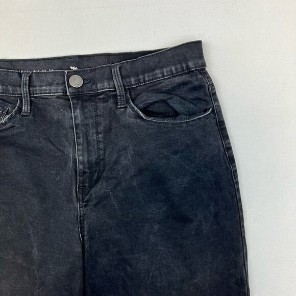 4 What Its Worth Womens Jeans Black Stretch High Rise Denim Raw Hem 30 Waist - Picture 7 of 9